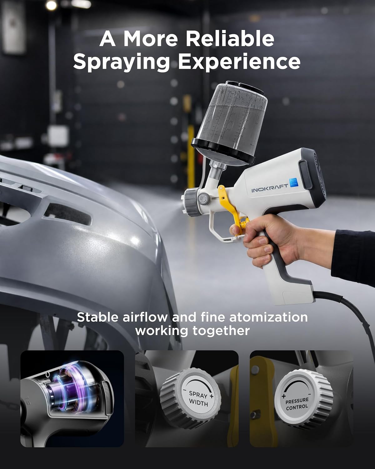 InoKraft Drizzle X Electric Spray Paint Gun for Automotive Spot Refinishing