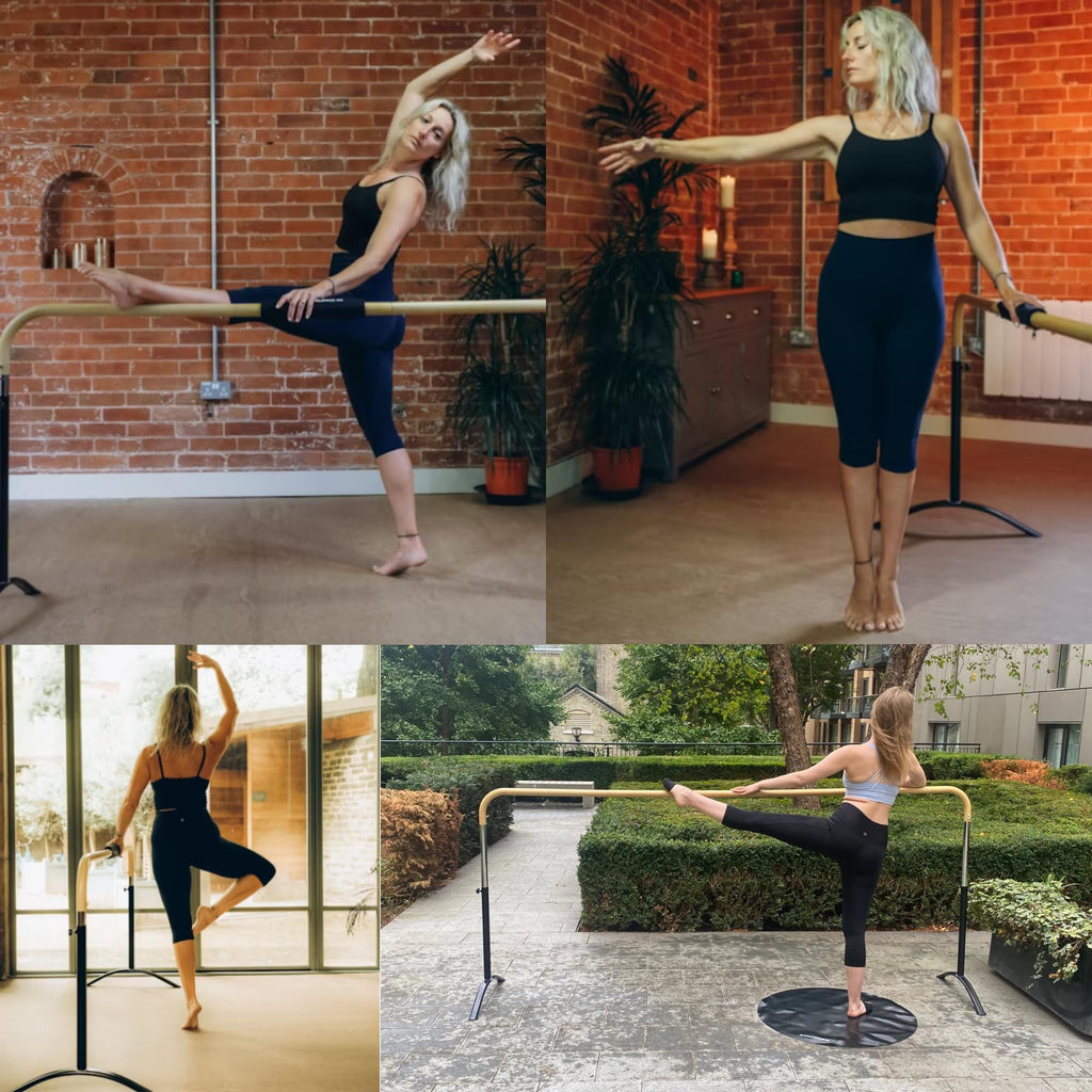 Ballet Barre Portable for Home or Studio, 6 ft Extendable to 12 ft Bar Curved, Height Adjustable from 27" to 44", Ideal for Stretch, Pilates, Dance, Active Workouts, Single or Double, Kids Adults