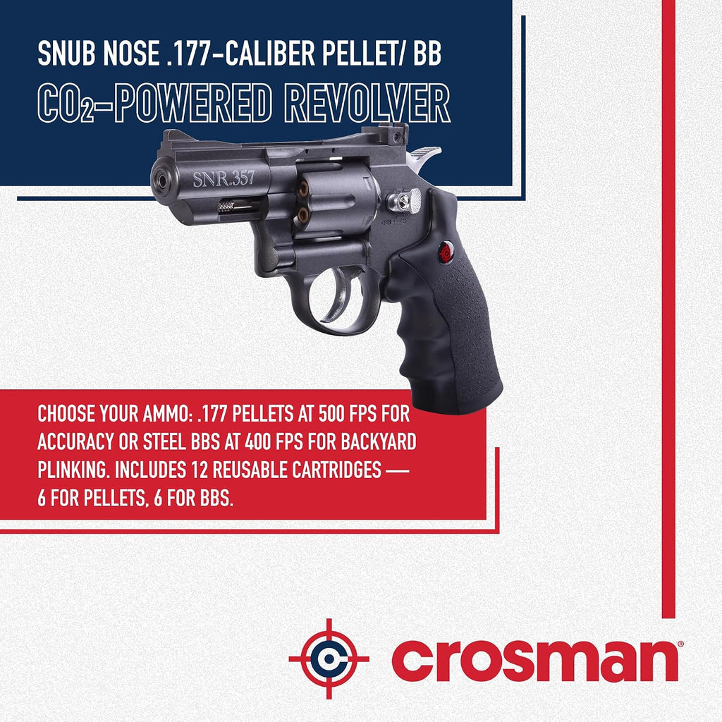 Crosman SNR357 Snub Nose .177-Caliber Pellet/BB CO2-Powered Revolver