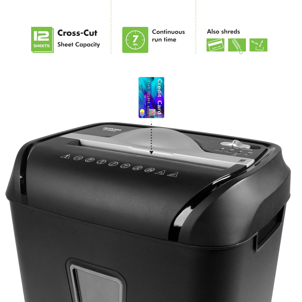 Aurora AU1640XA Anti-Jam 16 Sheet Crosscut Paper/CD and Credit Card/ 5 Gal Pullout Basket Shredder, 30 Minutes Continuous Run Time
