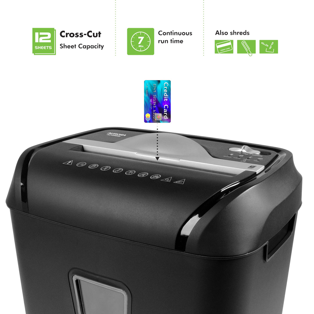 Aurora AU1640XA Anti-Jam 16 Sheet Crosscut Paper/CD and Credit Card/ 5 Gal Pullout Basket Shredder, 30 Minutes Continuous Run Time