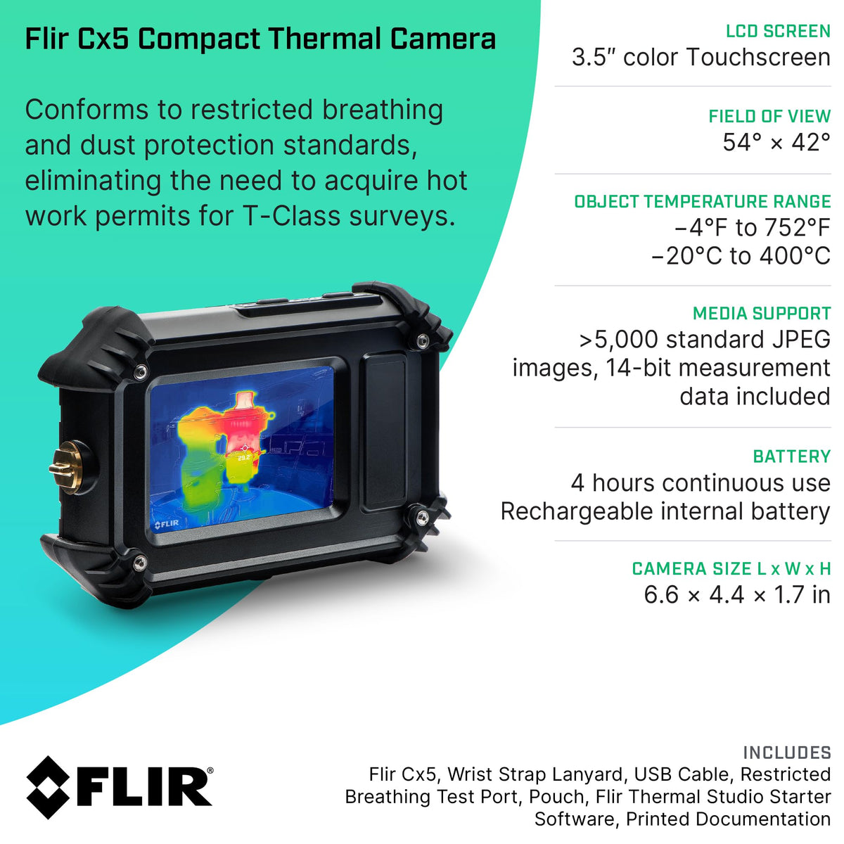 Flir C3-X Compact Thermal Imaging Camera, WiFi, 128x96 MSX, Ignite