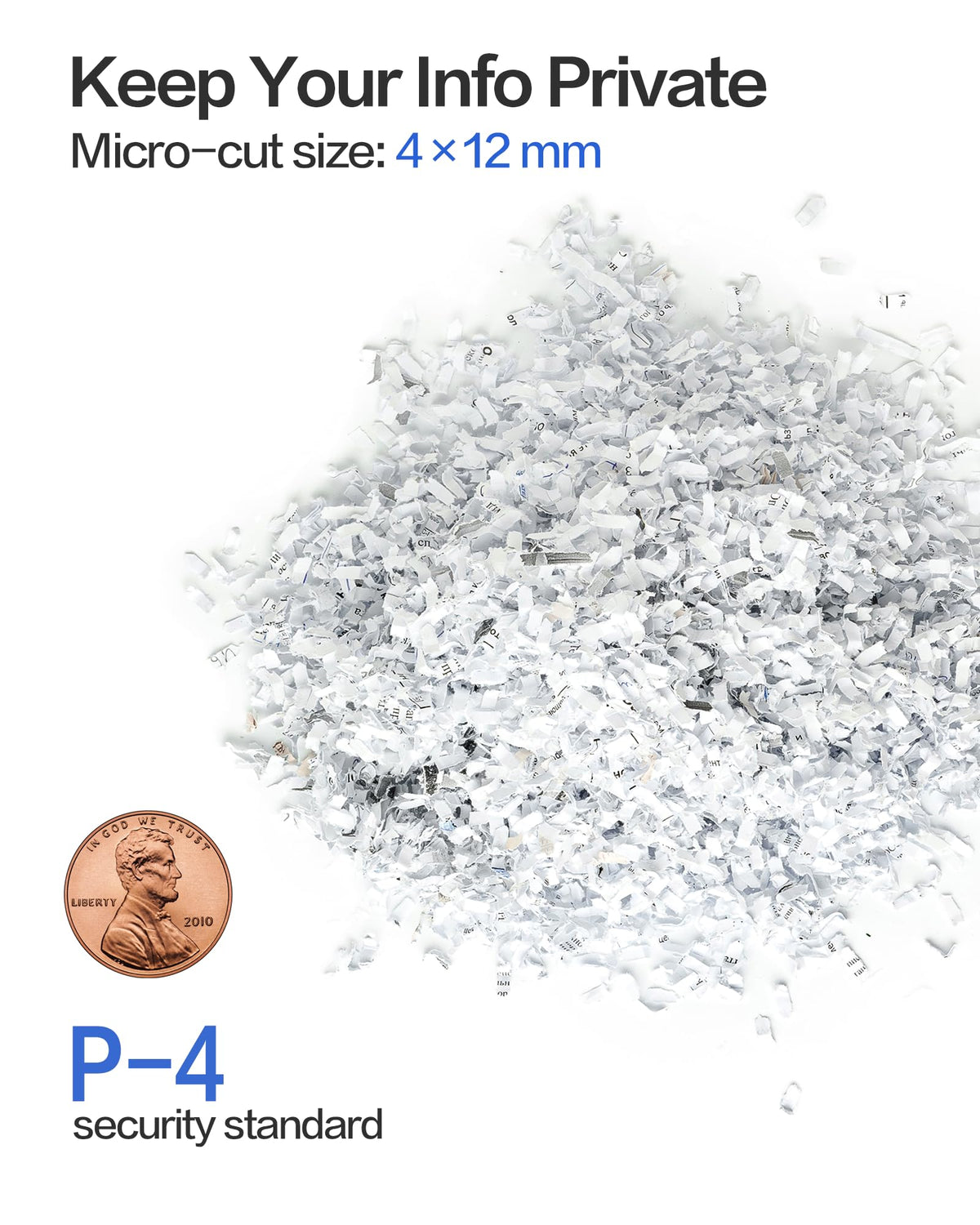 Locksworth 110-Sheet Micro Cut Shredder for Home Office, 6.9 Gallons Bin P-4 High Security Paper Shredder for Credit Card, Staple, Clip, Heavy Duty Commercial Shredders with Casters