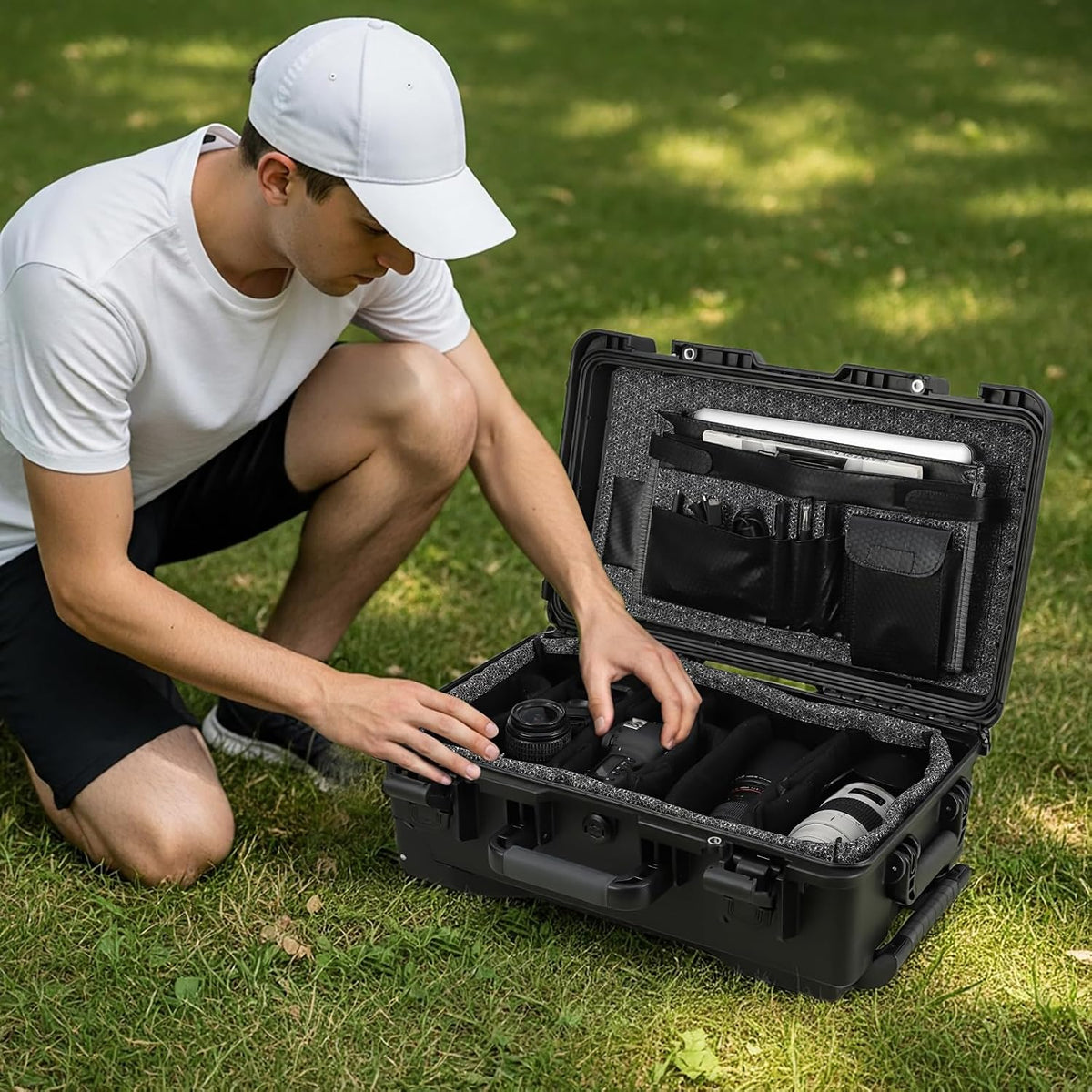HeavyâDuty DSLR Hard Case, Dustproof, Document Bag & Camera Insert