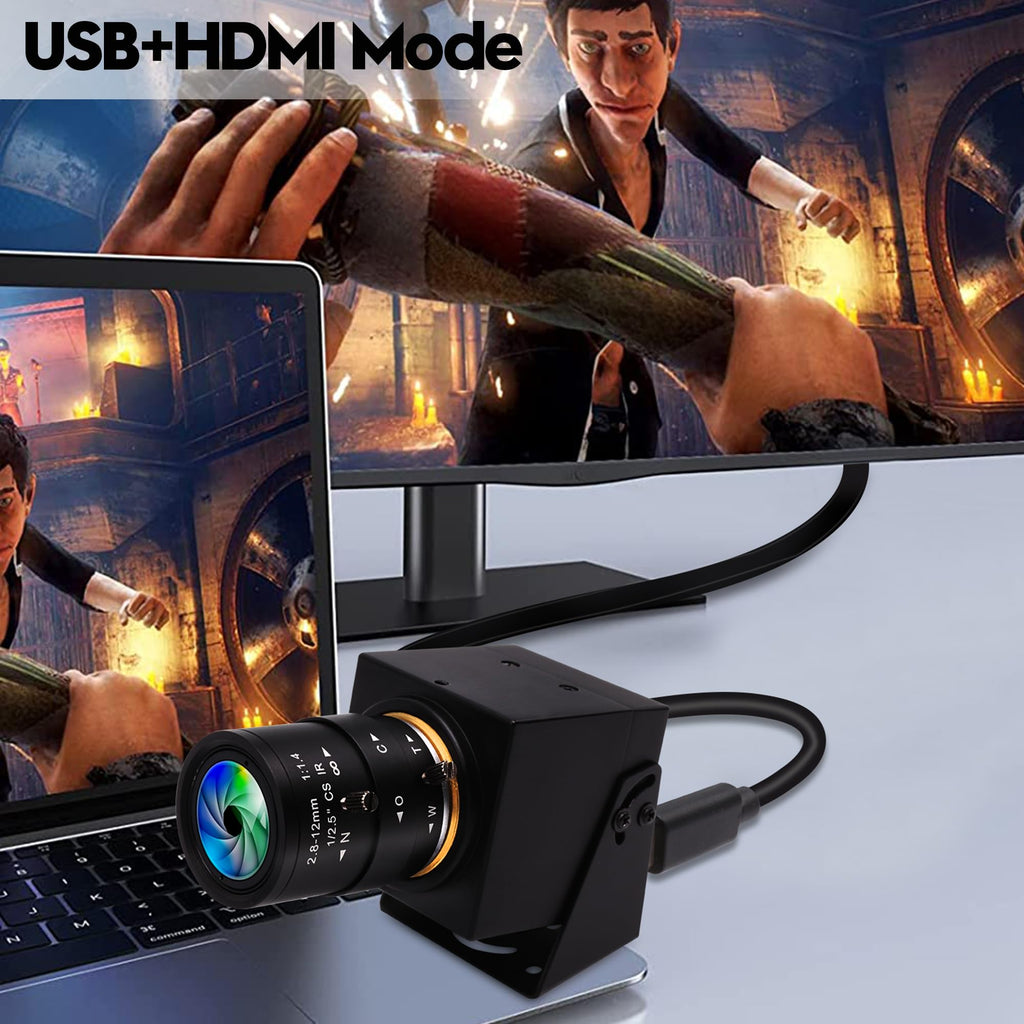 HDMI 4K USB Camera for Live Streaming 10X Variable Focus PC Webcam USB HDMI Simultaneous Output Video Conferencing Close up Zoom in and Out Web Camera for Online Teaching Training