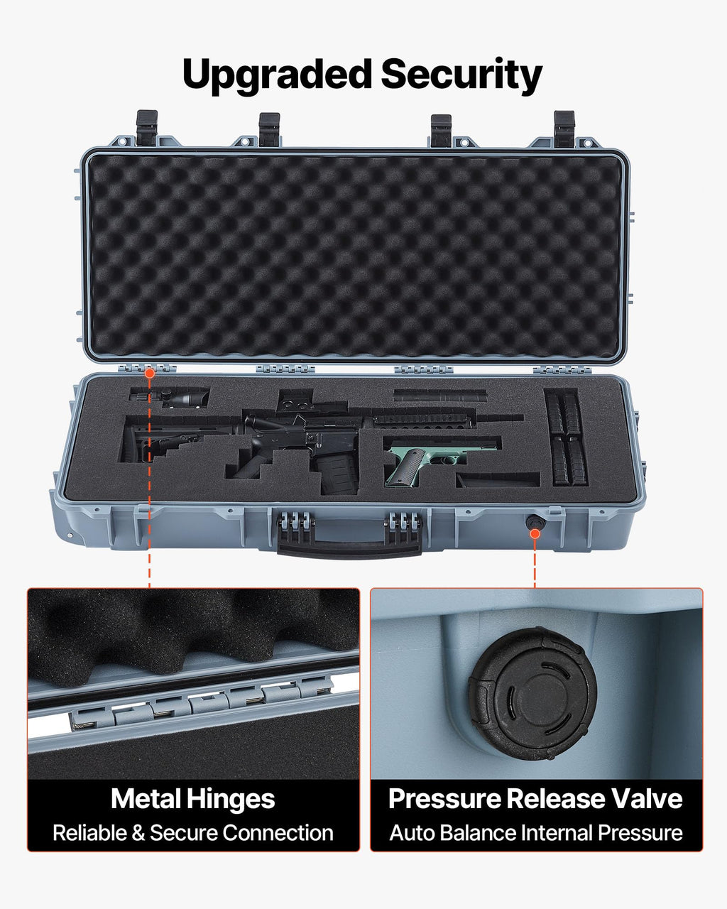 VEVOR Rifle Case, Rifle Hard Case with 4 Layers Fully-protective Foams, Lockable Hard Gun Case with Wheels, IP67 Waterproof & Crushproof, for Rifles or Shotguns