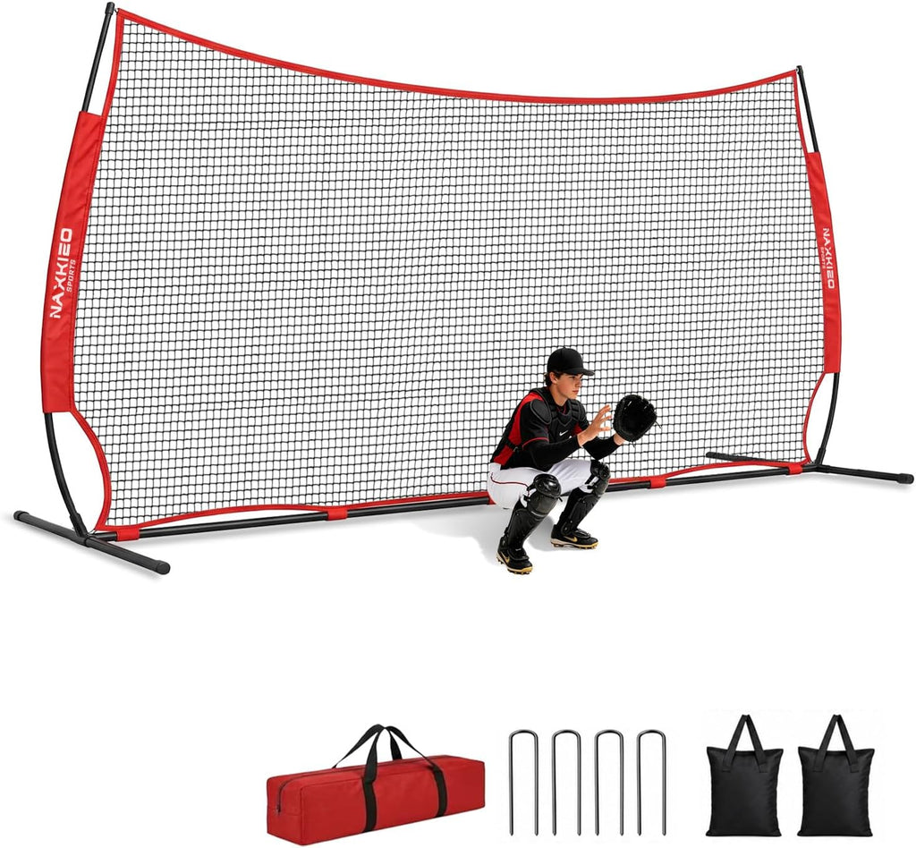 20x10FT Barricade Backstop Net, Baseball Basketball Backstop Net with Steel Frame, Ball Stop Net for Baseball, Lacrosse, Soccer, Basketball, Backstop Net for Backyard
