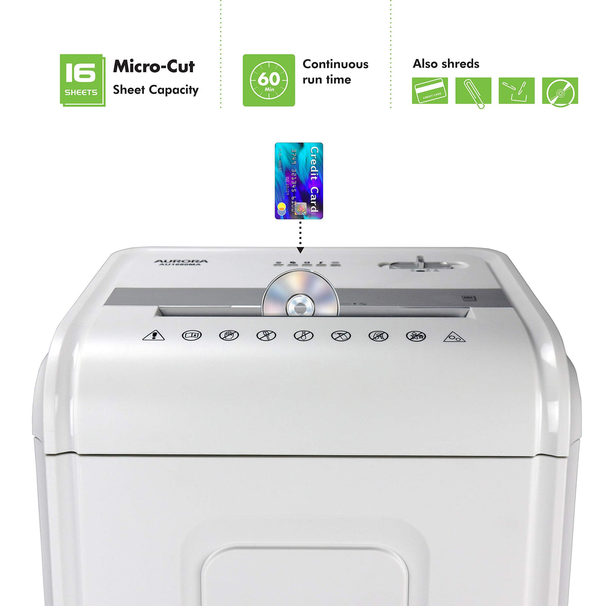 Aurora AU120MA 120-Sheet Auto Feed High Security Micro-Cut Paper Shredder / 30 Minutes (Black)