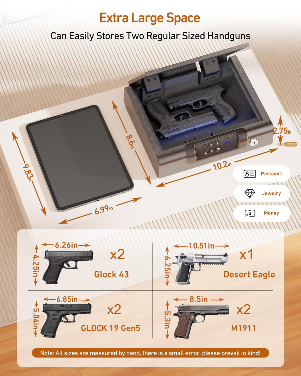 BILLCONCH Large Gun Safe Biometric Fingerprint Handgun Pistol Safes