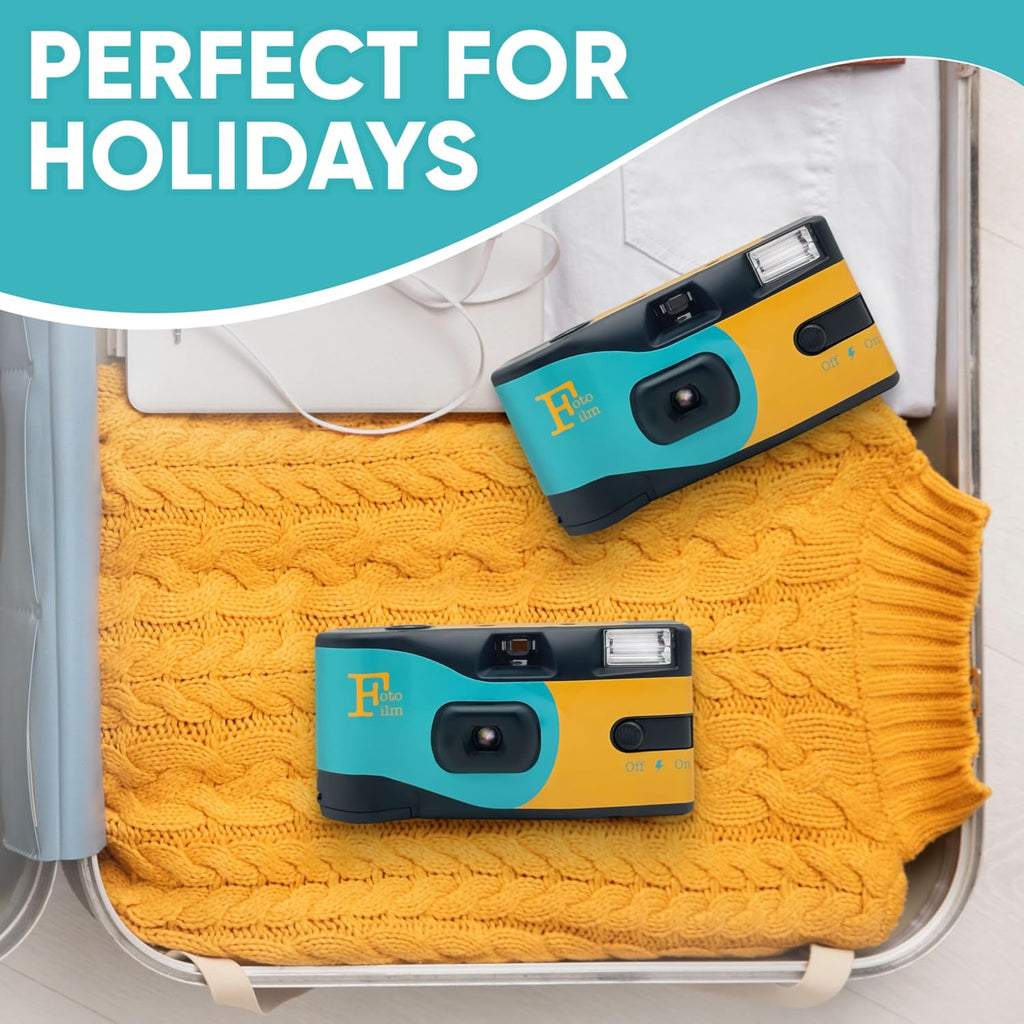 Foto Film Disposable Camera Single Use Film ISO 400 27 Exposure Flash - 10 Pack Bulk for Weddings, Birthdays and Parties!