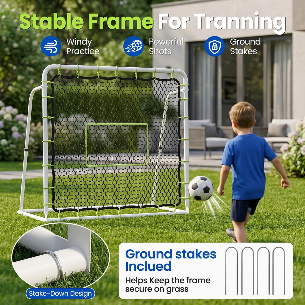 Soccer Rebounder Net, 2-in-1 Soccer Goal & Trainer, 5 Adjustable Angles