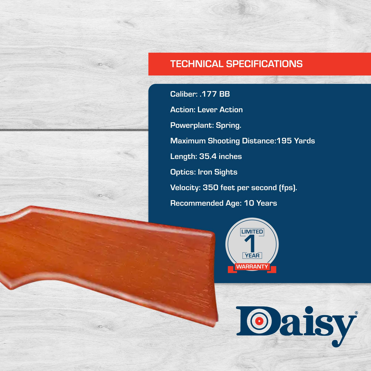 Daisy Red Ryder 1938 .177 BB Rifle- Wood Stock- LeverâAction