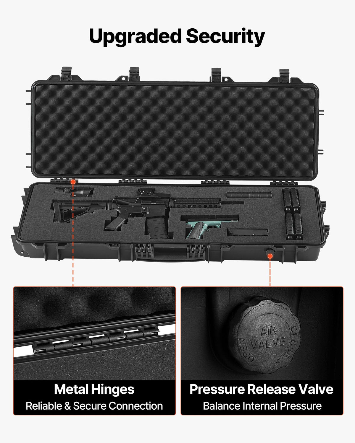 VEVOR Rifle Case, Rifle Hard Case with 4 Layers Fully-protective Foams, Lockable Hard Gun Case with Wheels, IP67 Waterproof & Crushproof, for Rifles or Shotguns
