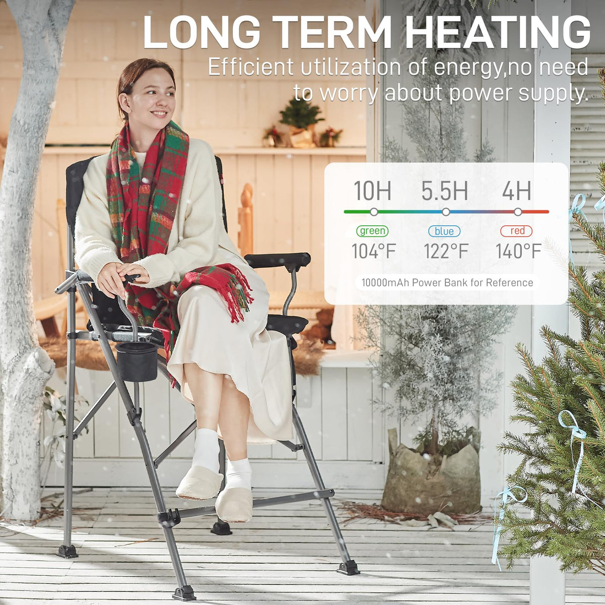 EVER ADVANCED Tall Director Chair 31" Foldable Camping with Carry Bag Black