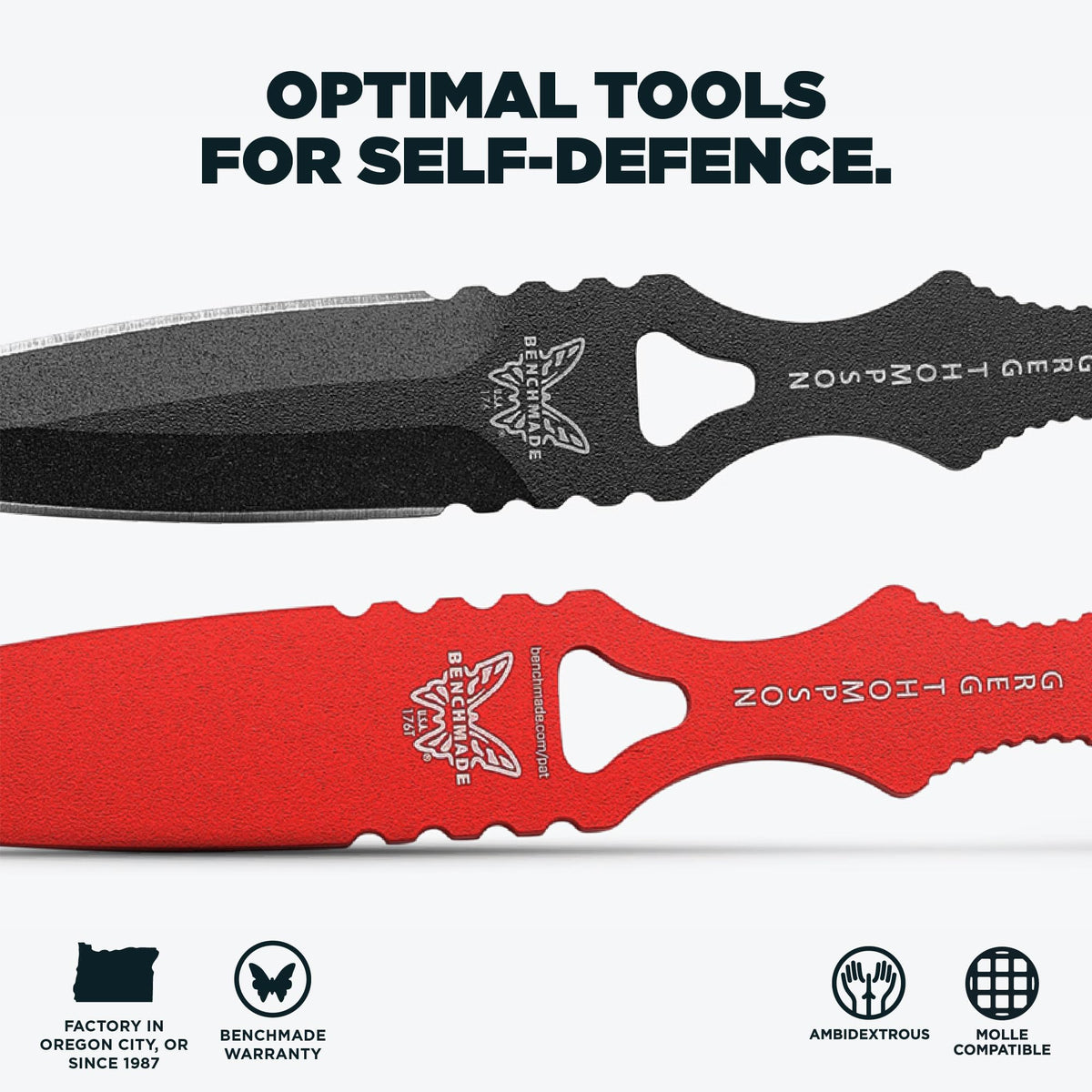 Benchmade - SOCP Knife, Double Edge Dagger Blade, Plain Edge, Black Handle