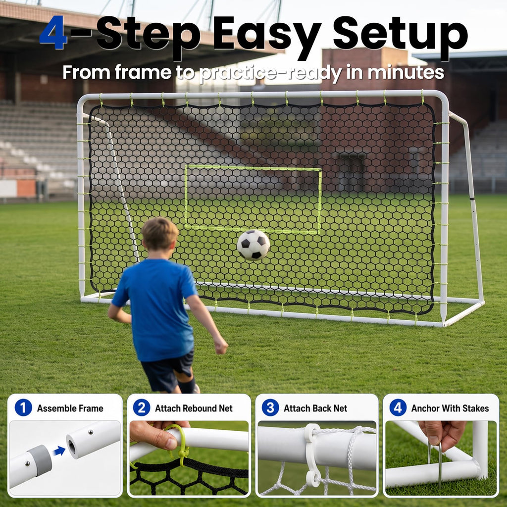 Soccer Rebounder Net, 2-in-1 Soccer Goal & Trainer, 5 Adjustable Angles