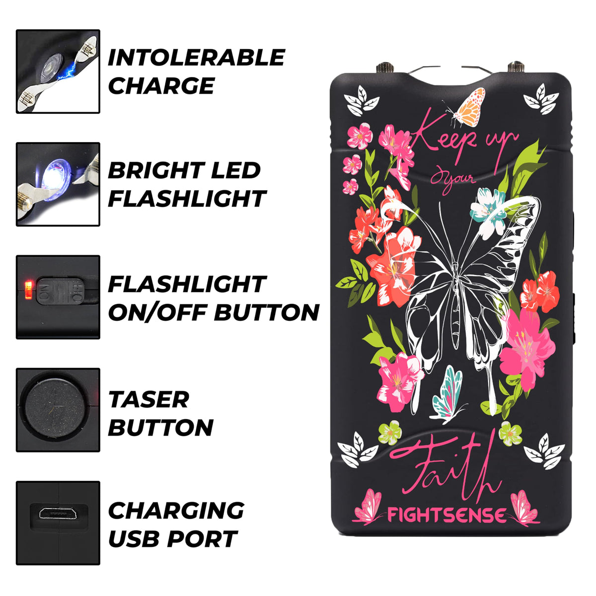 Wholesale Lot Super Heavy Duty Stun Gun for Self Defense with Bright Led Flashlight, Rechargeable Battery, Nylon Holsters with Belt Loop for Easy Cary
