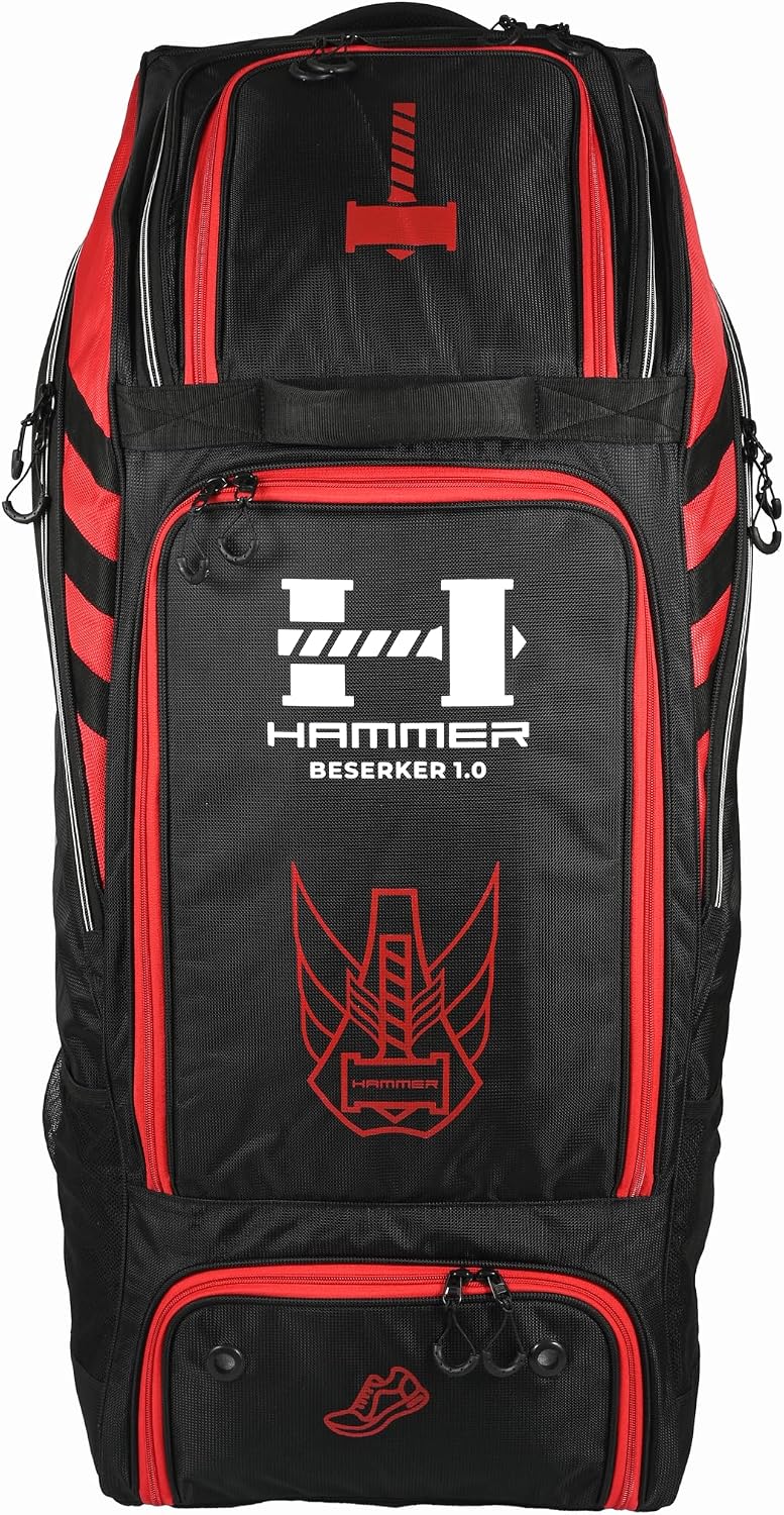 Hammer Beserker 1.0 Duffle Cricket Kit Bag - Premium 2100D Polyester | Dual Bat Pockets | Helmet & Shoe Compartment | Padded Protection | Adult Cricket Gear Bag