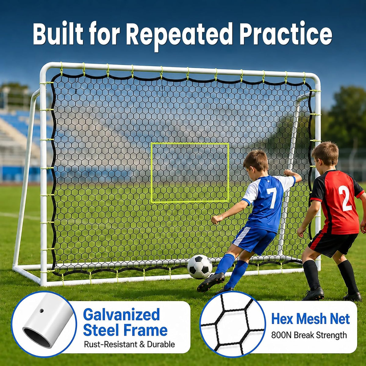 Soccer Rebounder Net, 2-in-1 Soccer Goal & Trainer, 5 Adjustable Angles