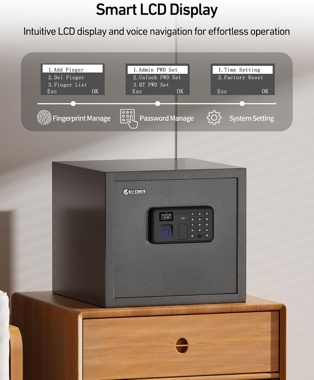 Billconch Smart Gun Safe for Multiple Pistols - Automatic Lock Safe Box