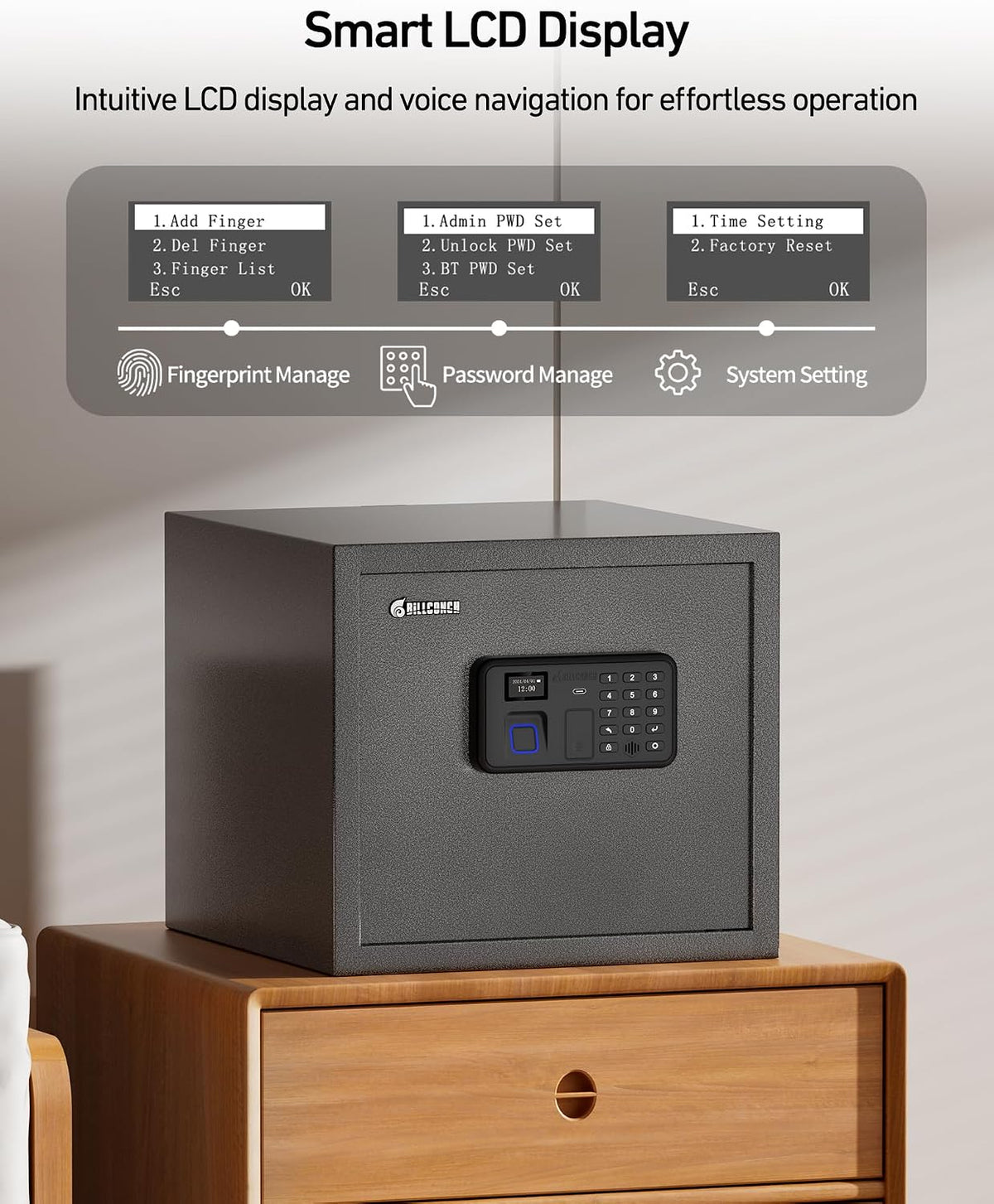 Billconch Smart Gun Safe for Multiple Pistols - Automatic Lock Safe Box