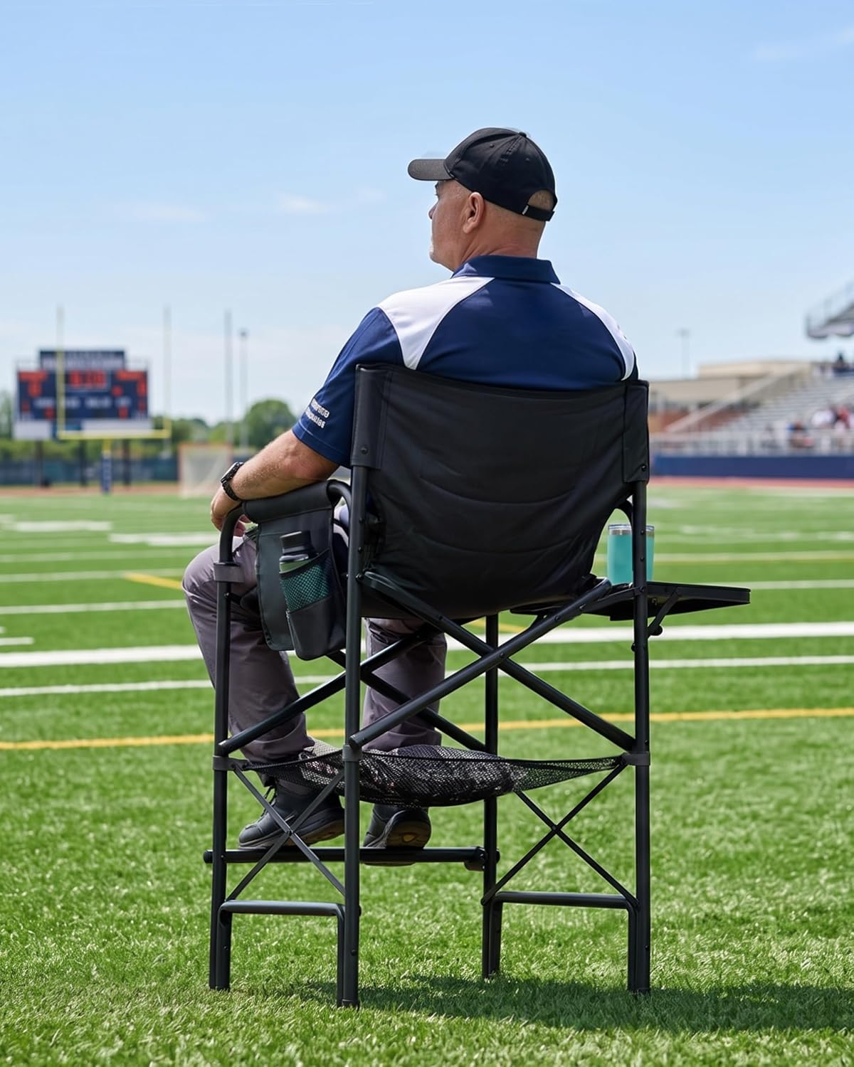 Aluminum Tall Camping Directors Chair 30.7" Seat Height, 400lbs Load