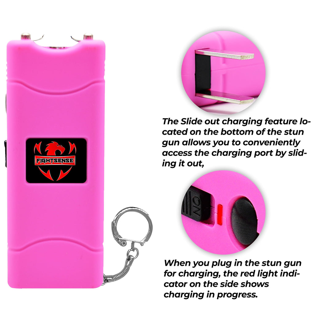 FIGHTSENSE (12 pcs) Wholesale Bulk Stun Gun Flashlight for Men and Women self Defense Device, Rechargeable Stun Gun, Nylon Holsters