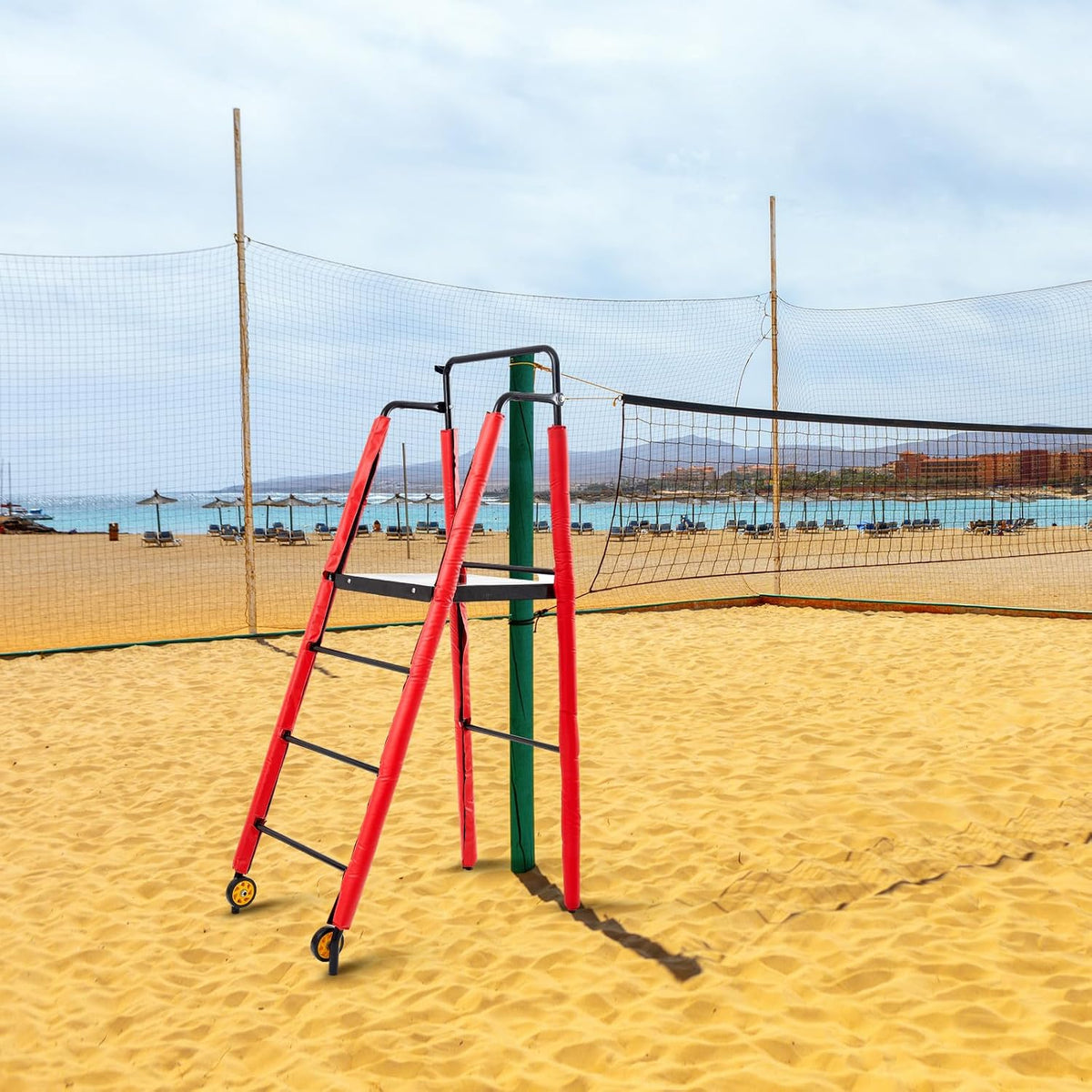 Leinuosen Volleyball Referee Stand with Protective Padding and Wheels 7 x 4 x 2.5 ft Fodable Referee Stand for Compact Storage and Easy Transport