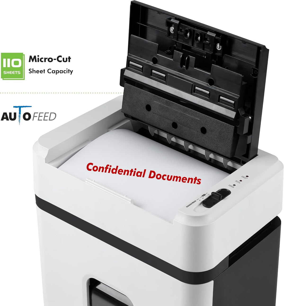 Aurora High Security AU110MB 110-Sheet Auto Feed Micro-Cut Paper and Credit Card Shredder with 4 Gallon Pullout Basket / 30 Minutes/Security Level P-4 (White/Black)