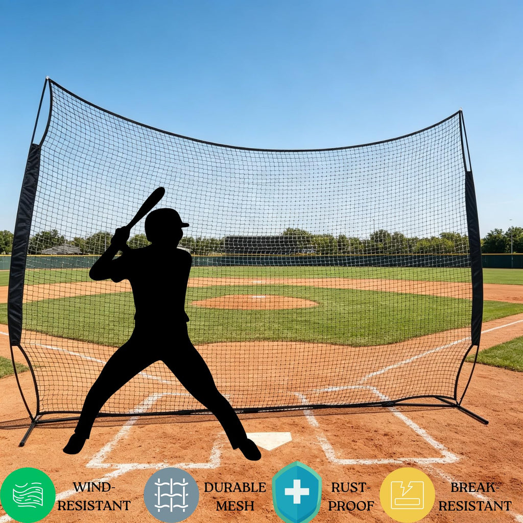16x10FT Barricade Backstop Net â Heavy Duty All-Ball Sports Barrier Netting, Portable Lacrosse Backstop Net with Carry Bag
