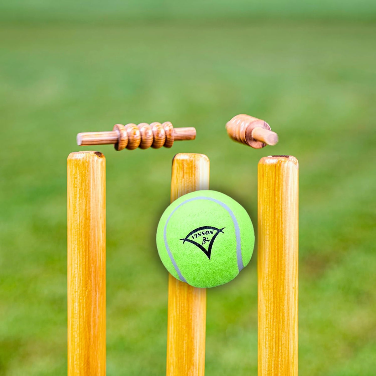 Vinson Junior Cricket Kit Set - Pack Includes Stumps, Wickets, Stands, Bat and Ball | Durable Constructions & Designed for Juniors | Indoor & Outdoor Cricket Playing Set for Kids | Birthday Gift