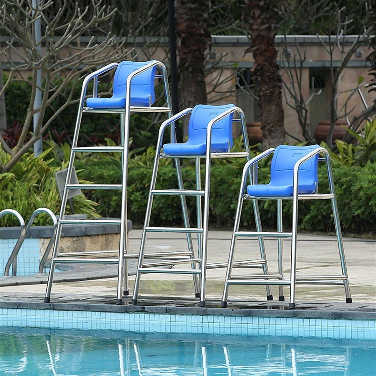 Tennis Volleyball Referee Chair Stand, 120 150 180 cm High Stainless Steel Lifeguard Chair for Pools Patio Lake Beach, Outdoor Extra Tall Life Guard Deck Chairs/Bar Stool w/Comfortable Seat(180cm/71in