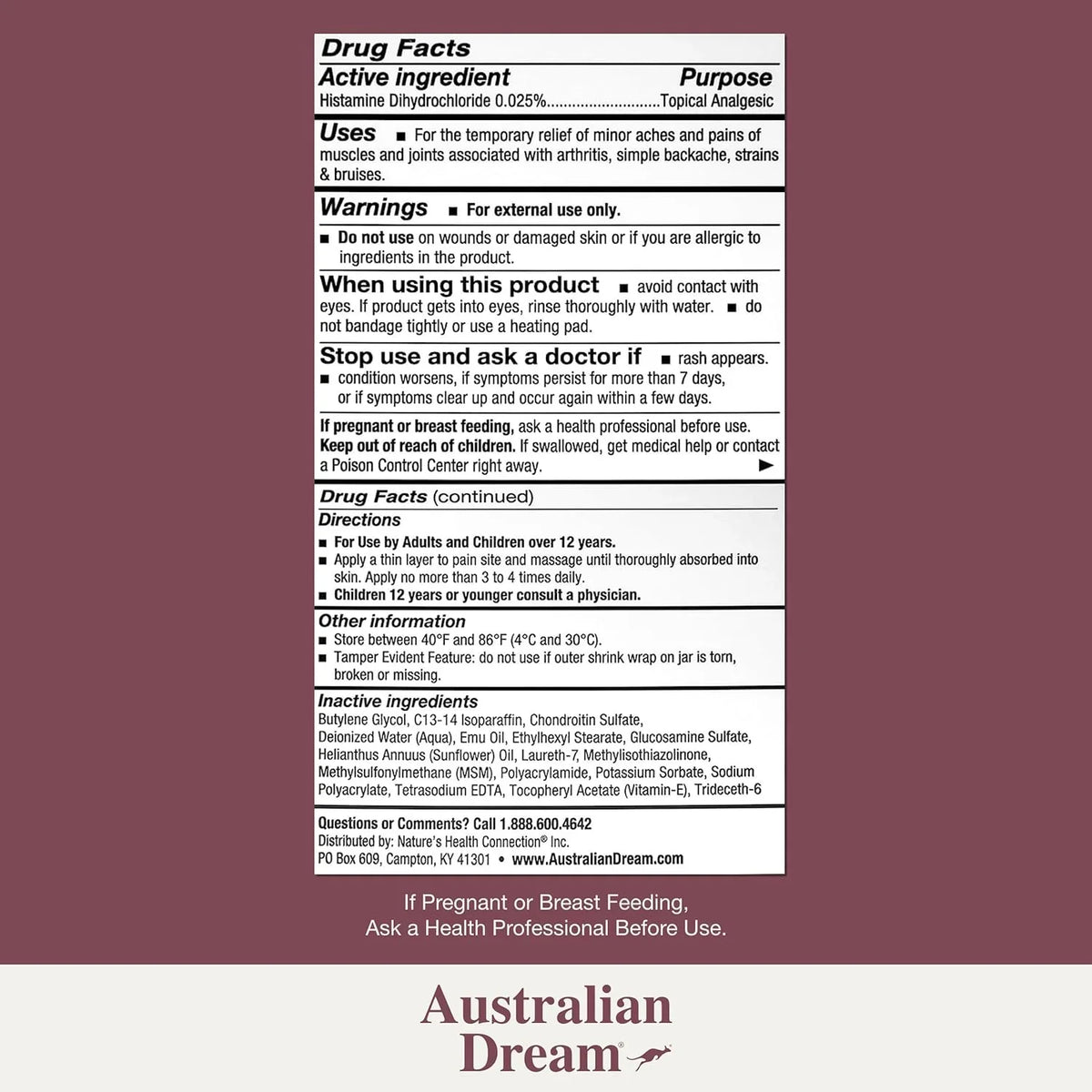 Australian Dream Arthritis Pain Relief Cream - Sizeoothing, Non-Greasy Pain Relief Cream - Powerful Topical Arthritis Pain Relief Good for Muscle Aches or Joint Pain - 2 oz Jar