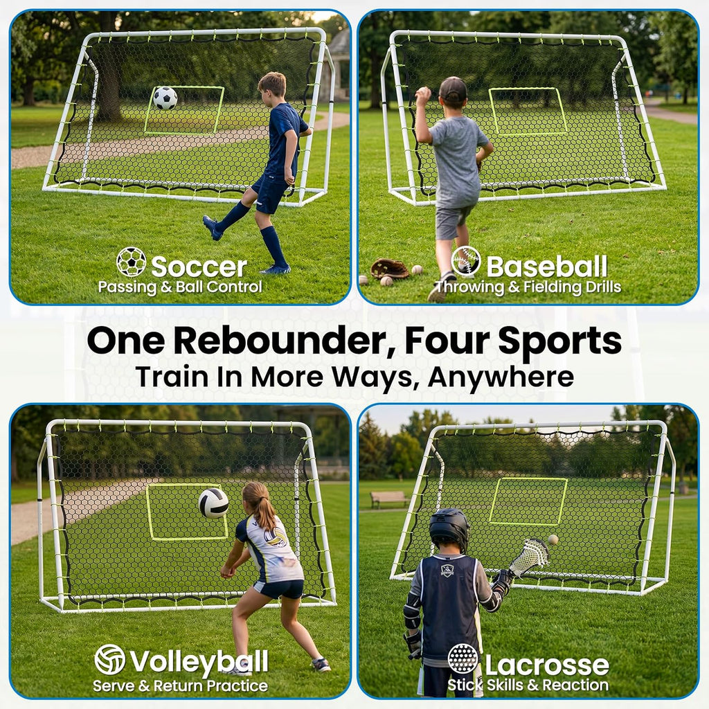 Soccer Rebounder Net, 2-in-1 Soccer Goal & Trainer, 5 Adjustable Angles