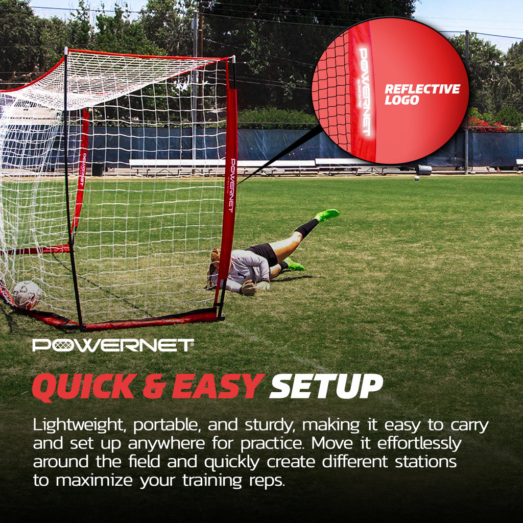 PowerNet Soccer Goal for Backyard, 3Mx2M / 6x4 / 8x4 / 12x6 / 14x7 /18.5x6.5 / 21x7 / 24 x 8 Portable Soccer Net, Sports & Outdoors Training Equipment, Quick Setup 1 Goal & Zipper Storage Bag