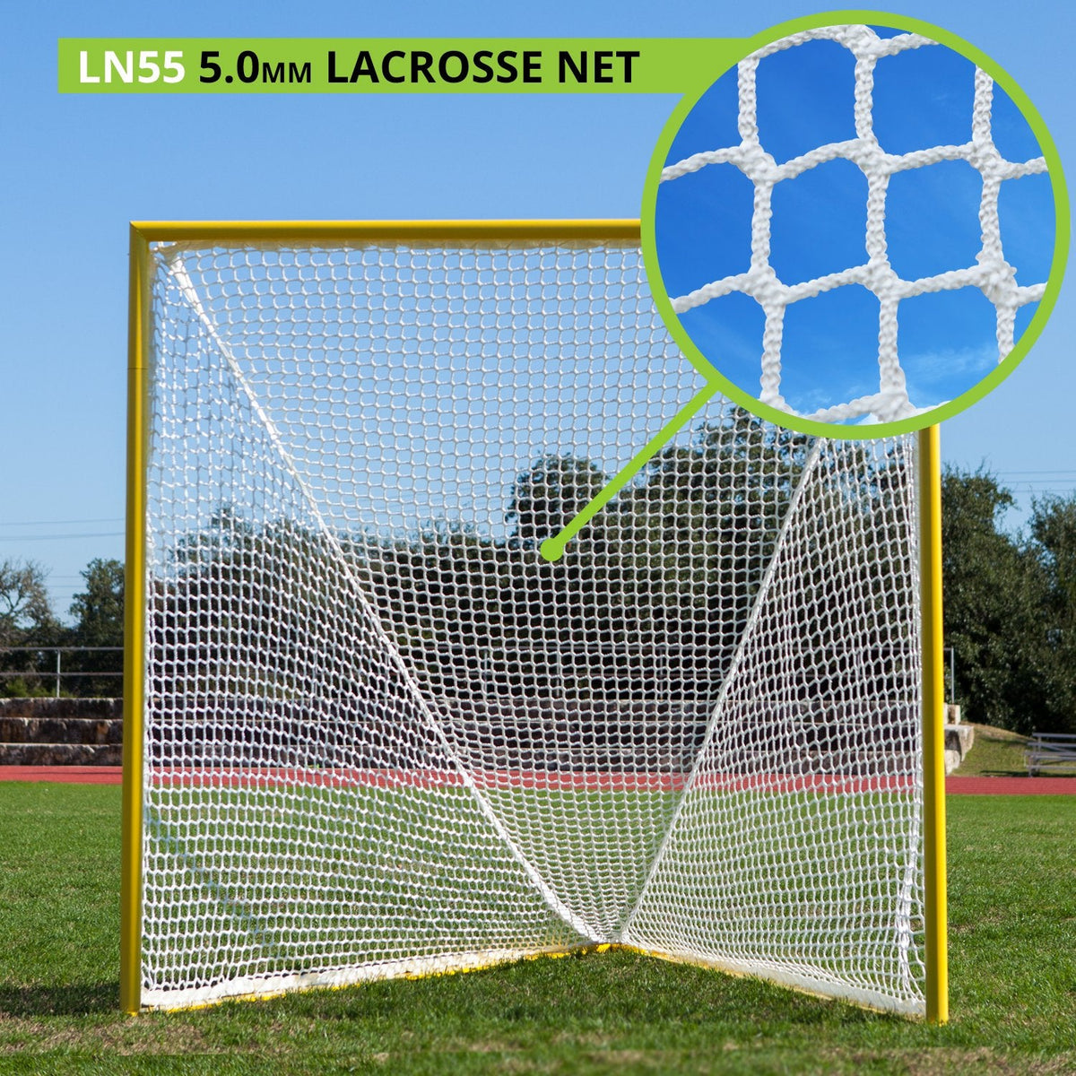 Champion Sports Lacrosse Goal Net - 6mm Official Size White Nylon Net Replacement (Pack of 2)