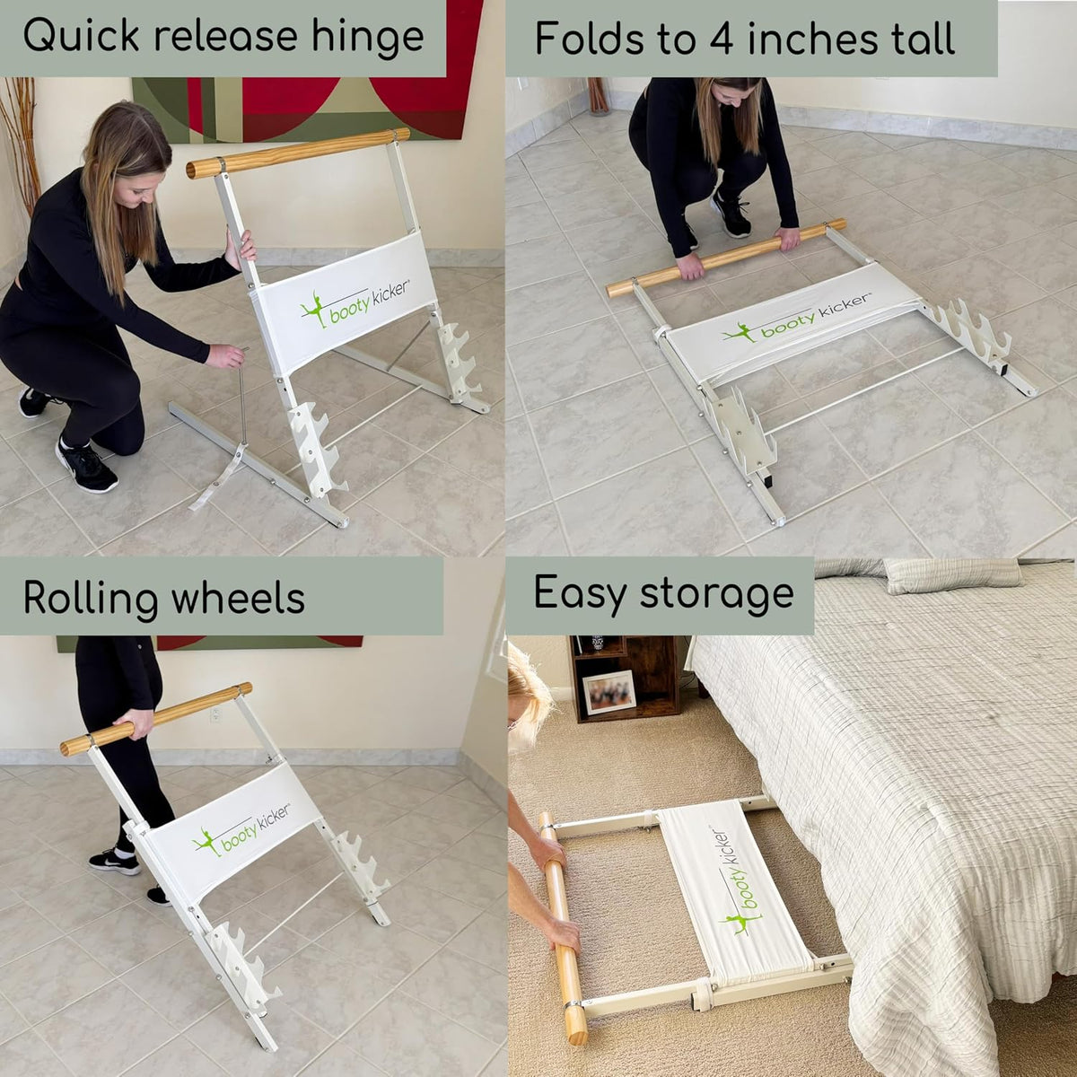 Booty Kicker Portable Ballet Barre Bundle with Tablet Holder, Bender Ball, Gliding Discs, Exercise Band | Perfect for Barre, Ballet & Dance Workouts At Home