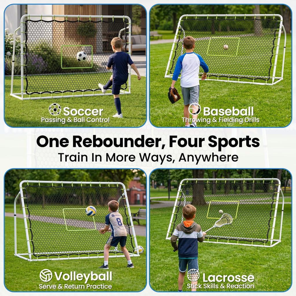 Soccer Rebounder Net, 2-in-1 Soccer Goal & Trainer, 5 Adjustable Angles