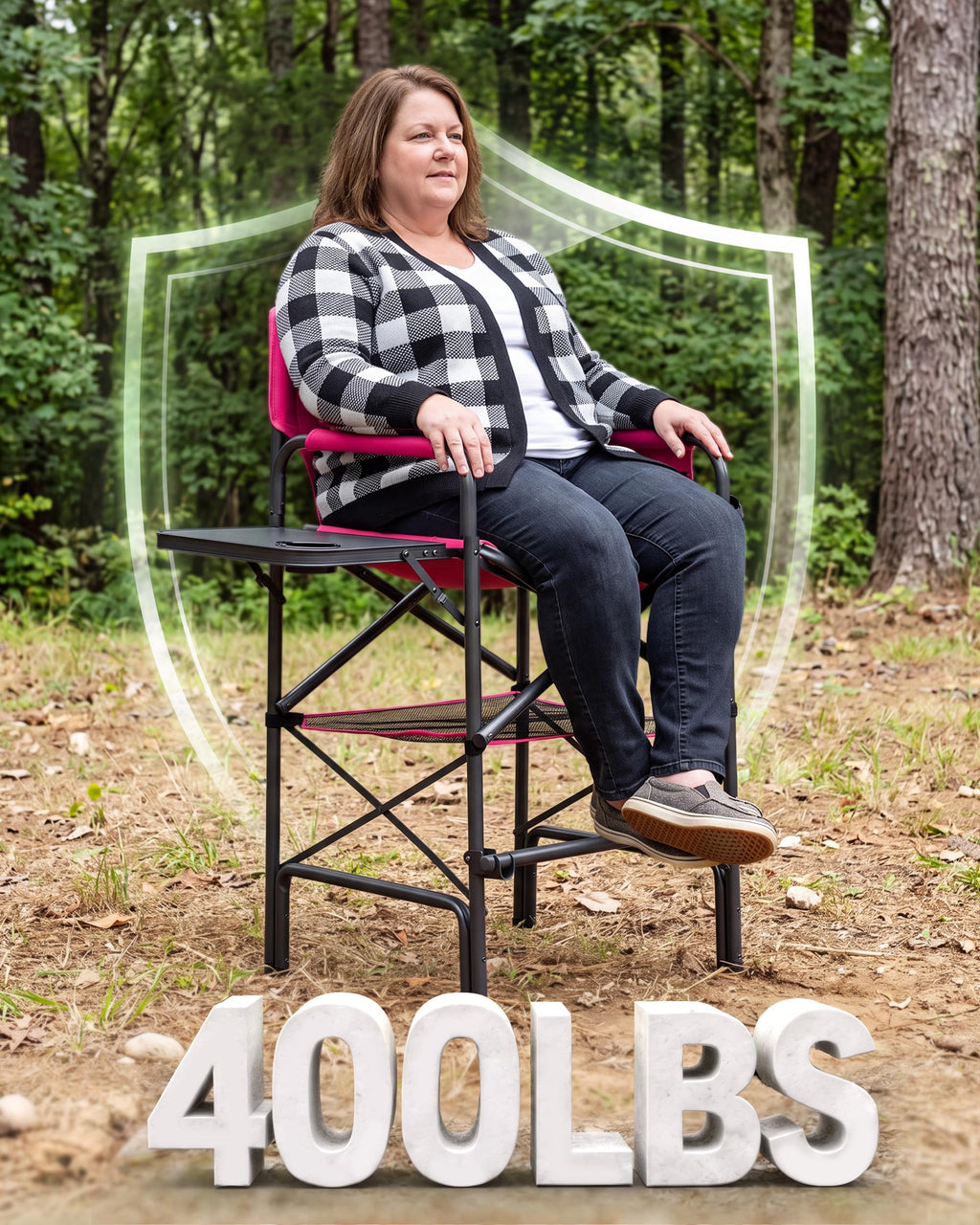 Aluminum Tall Camping Directors Chair 30.7" Seat Height, 400lbs Load