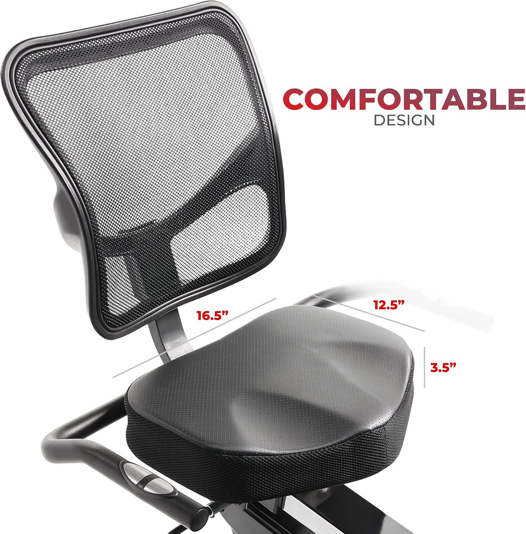 Sunny Health & Fitness Smart Recumbent Bike for Indoor Low Impact Cardio