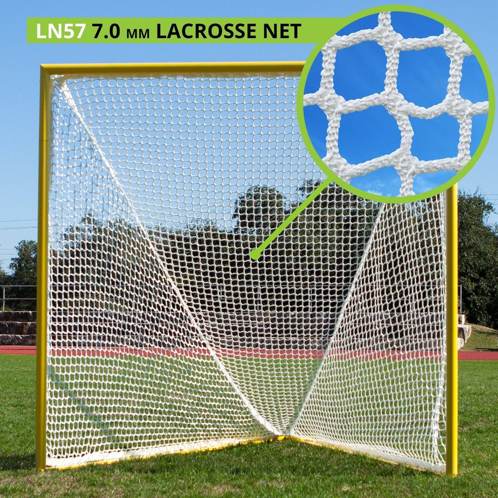 Champion Sports Lacrosse Goal Net - 6mm Official Size White Nylon Net Replacement (Pack of 2)