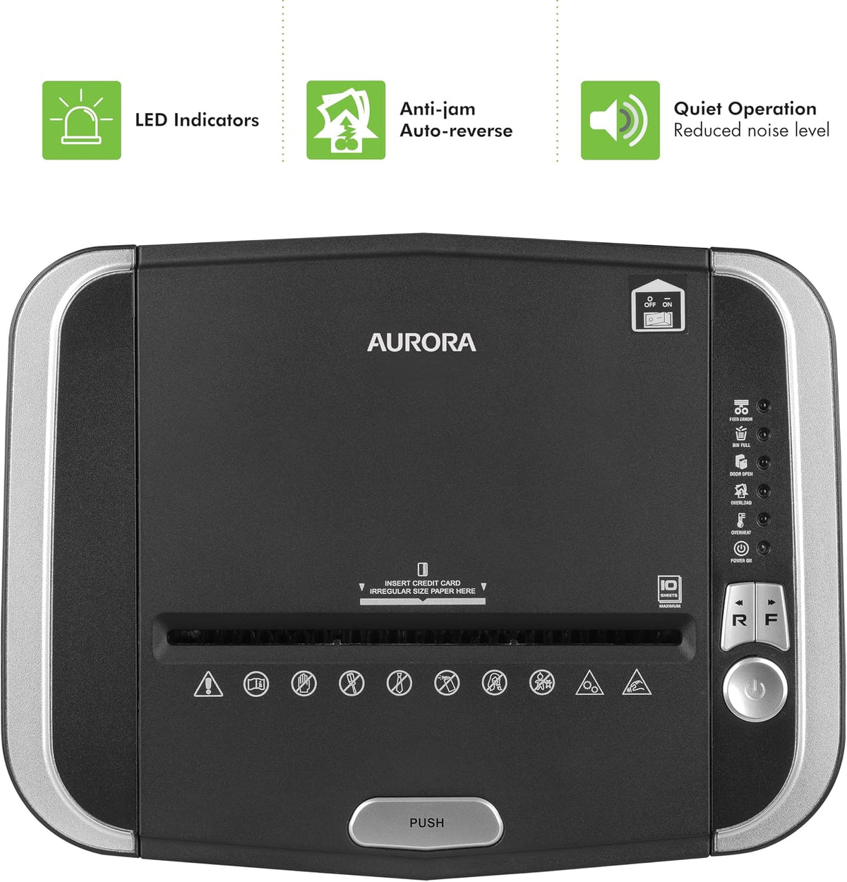 Aurora Commercial Grade 150-Sheet Auto Feed Heavy Duty Micro-Cut Paper and Credit Card Shredder with 6.3 Gallon Pullout Basket / 60 Minutes Continuous Run Time/P-4 Security Level