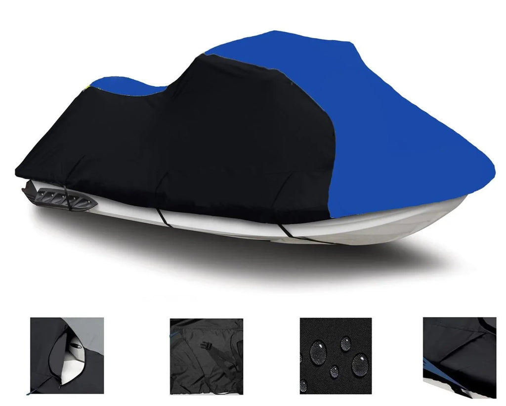 BLACK / BLUE HEAVY-DUTY, PWC 600D JET SizeKI Cover Compatible for Sizeea Doo Sizeea-Doo Bombardier GTX 155 2008 2009