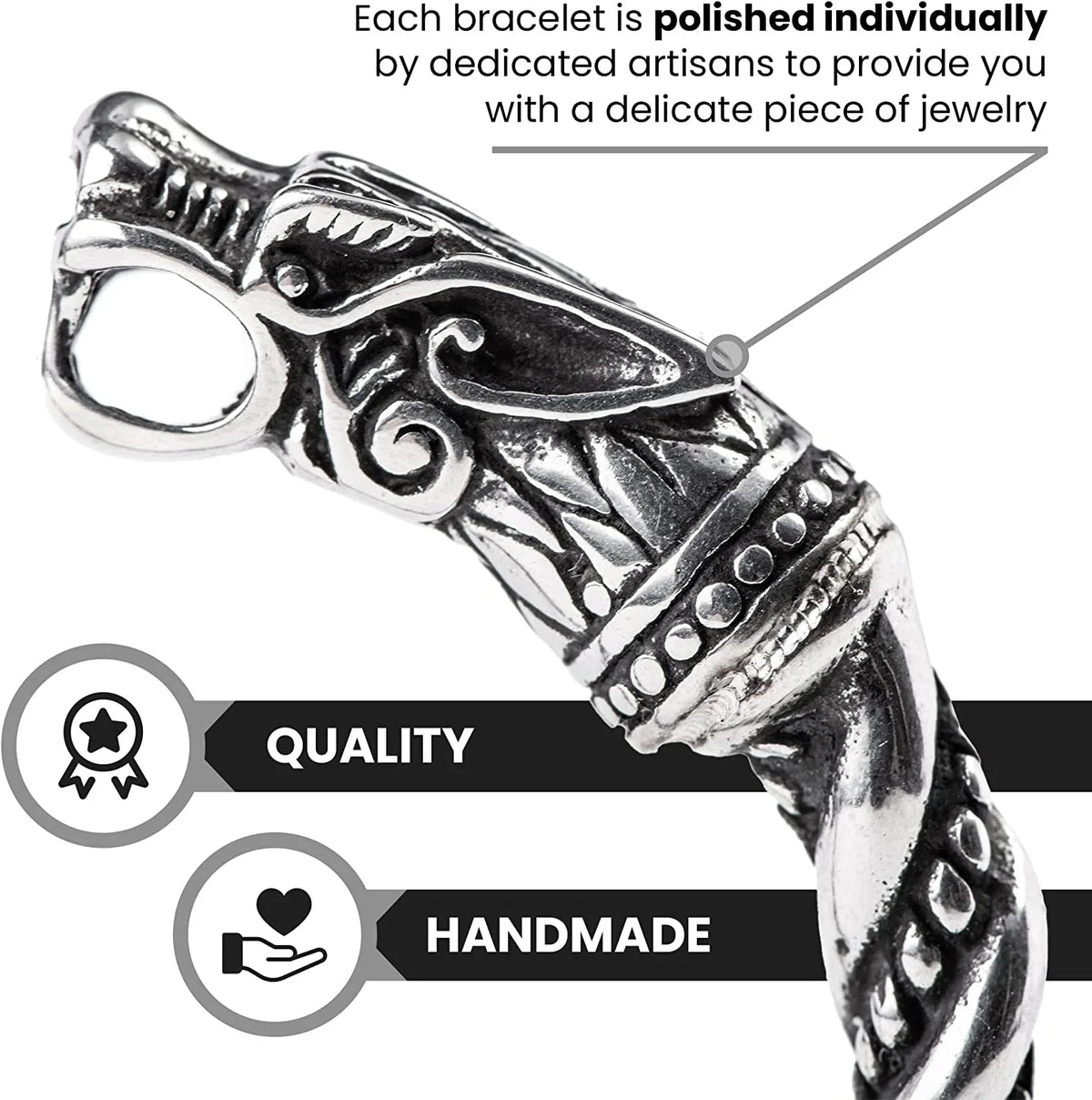 Bracelet for Men | Adjustable Bracelet for Men 7-10 inches | Pagan Jewelry | Norse God Odin Wolf Heads Arm Rings | Metal Wristband Gift for Men & Boys