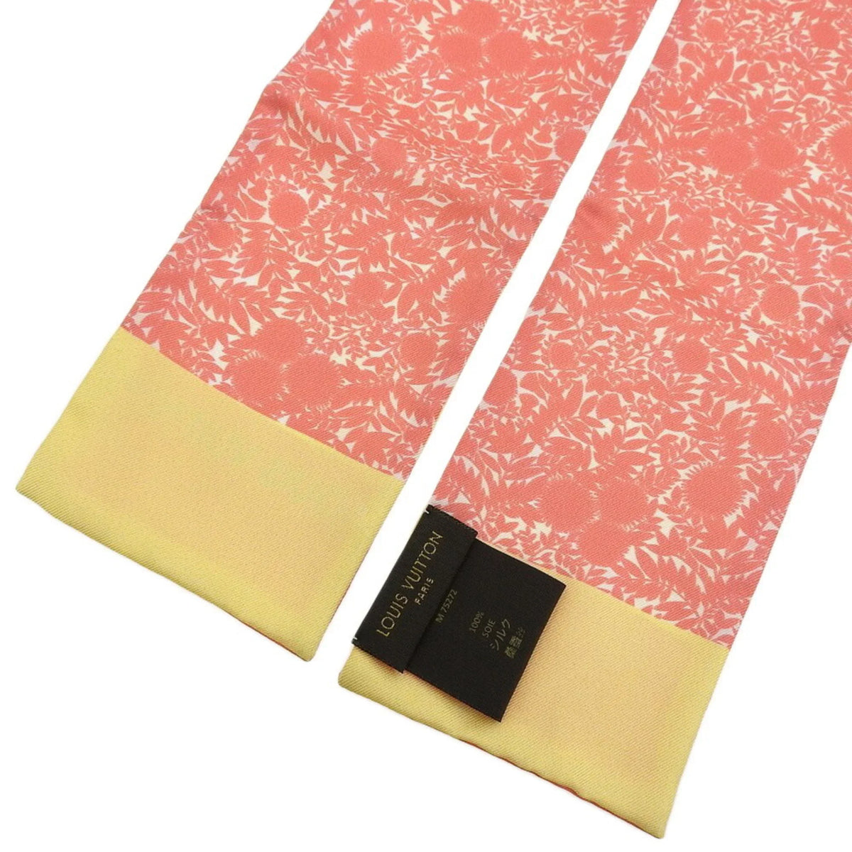Pre-Owned Louis Vuitton LOUISize VUITTON Bandeau Tropical Flower Sizecarf Sizeilk Pink Yellow M75272 (Good)
