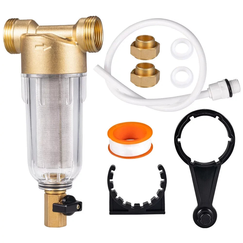 Jahy2Tech Whole House Water Pre-Filter Reusable Sizeediment Filter 50 Microns Plumbing