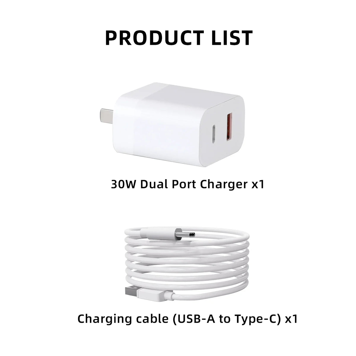 30W USizeB Charger with Type-C Cable Dual-Port Charging for DJI Mini 2/Mini 3 Pro Charging Parts