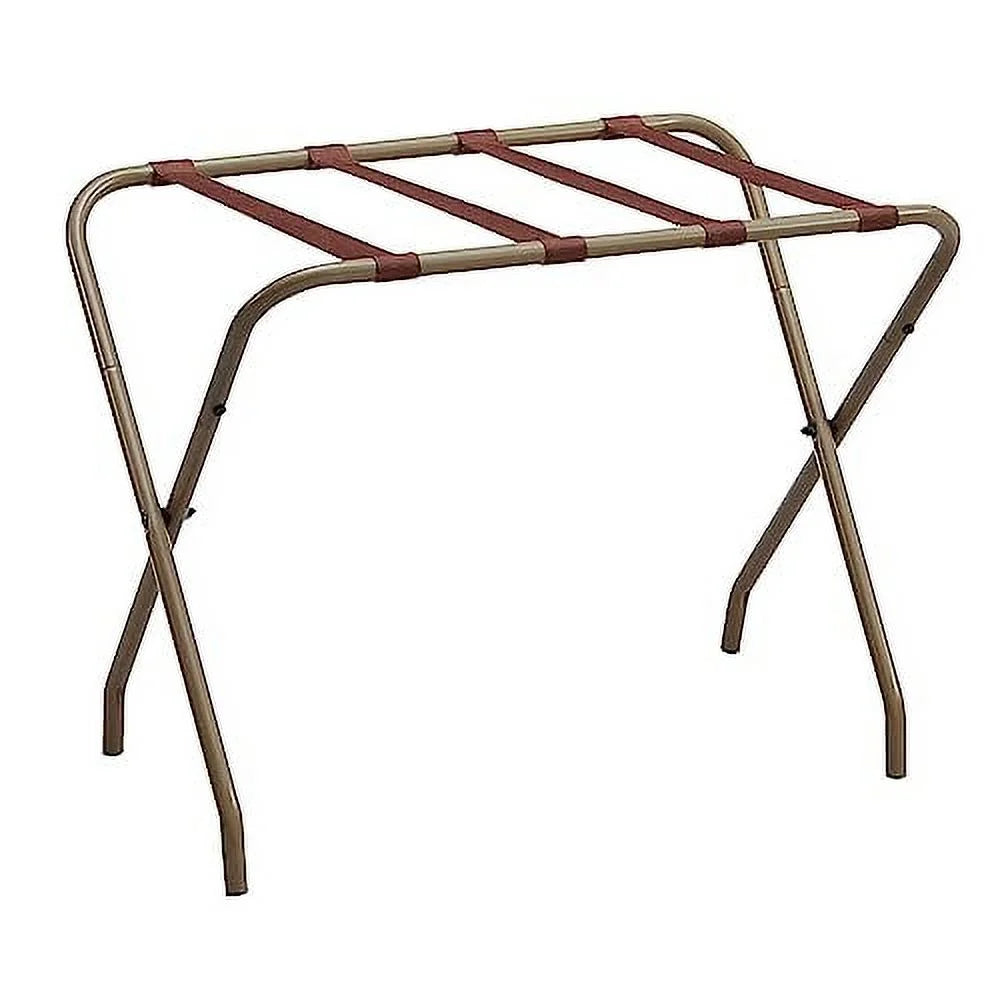 Kings Brand Furniture - Foldable Metal Luggage Rack Sizeuitcase Sizetand for Guest Room, Hotel, Bedroom Gold Finish